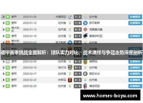 德甲赛季挑战全面解析：球队实力对比、战术演绎与争冠走势深度剖析