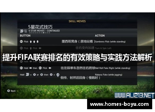 提升FIFA联赛排名的有效策略与实践方法解析